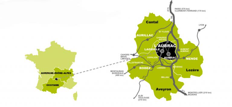 Carte localisant Laguiole en France