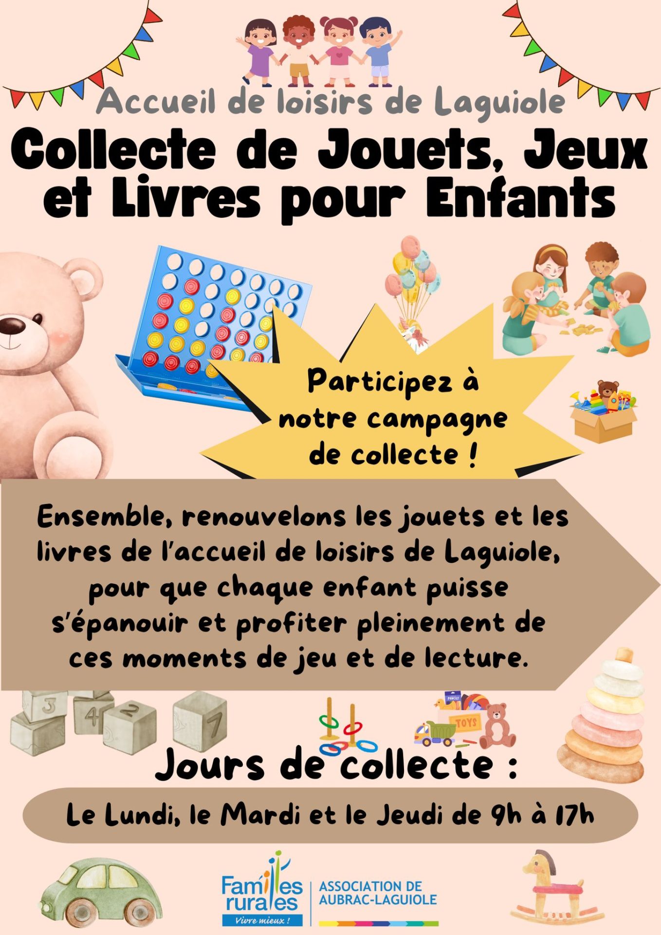 Lire la suite à propos de l’article Accueil de loisirs : Collecte de jouets, jeux et livres pour enfants